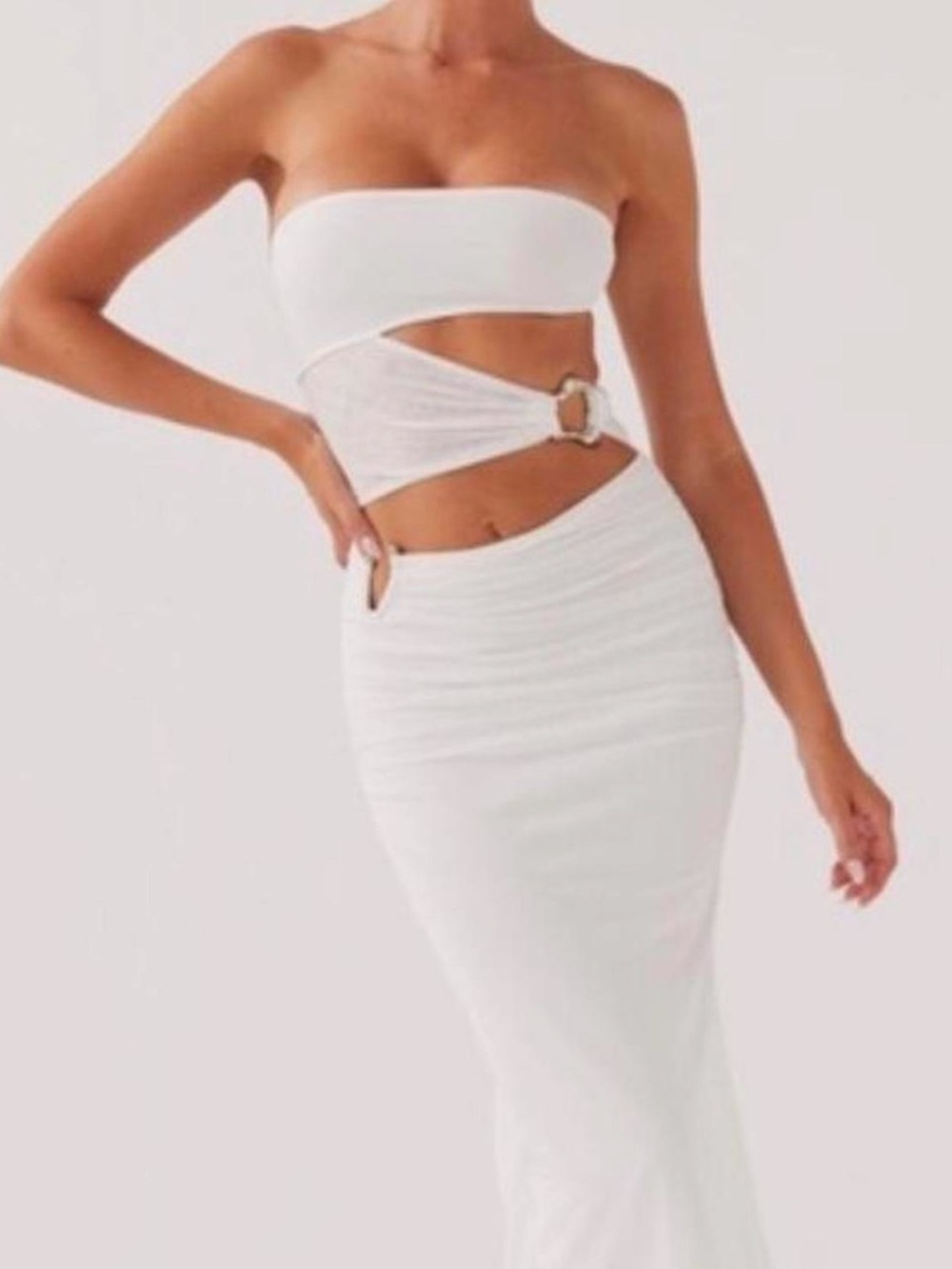 Peppermayo White Cutout Maxi Dress with Ring Details